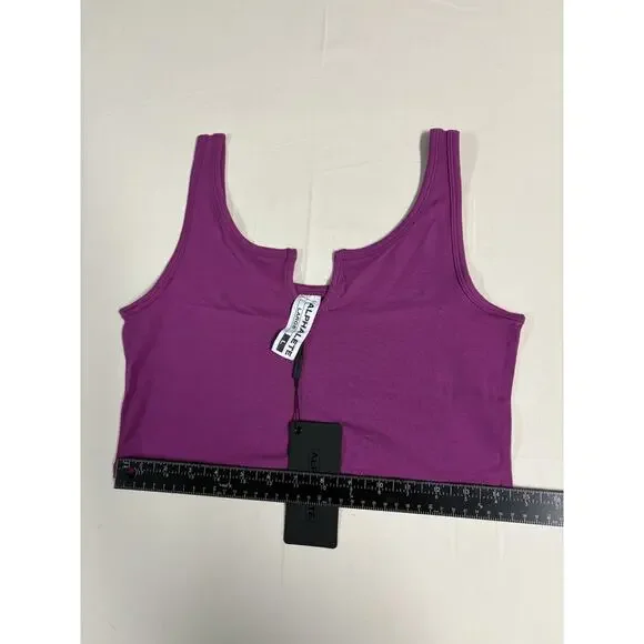 Alphalete Women’s OT Slit Tank Top Cropped Purple Size Large Athletic Gym NEW - Picture 4 of 6